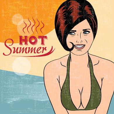 hot summer sexy woman vector background