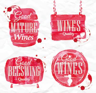 watercolor wine labels vector