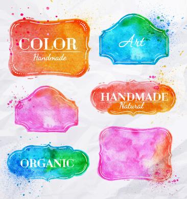 creative watercolor labels vector