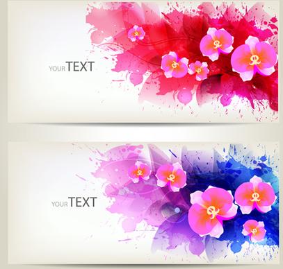 watercolor floral creative banner vector