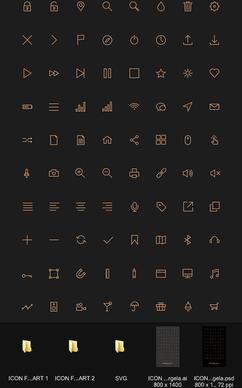 80 kind golden stroke icons