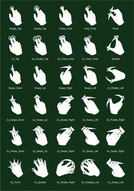 touch gestures vector set