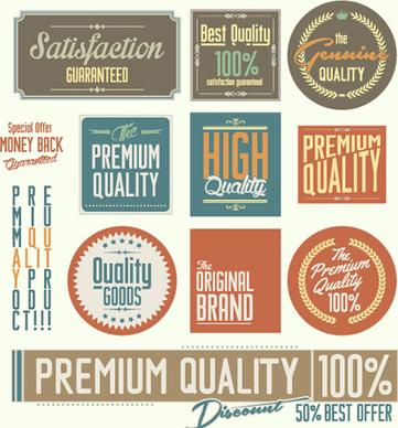 vintage premium quality stickers and labels with banner vector