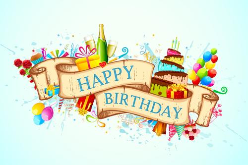 vector set of birthday cards design elements