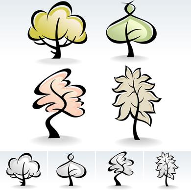 drawing cute tree vector graphics