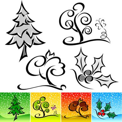 drawing cute tree vector graphics