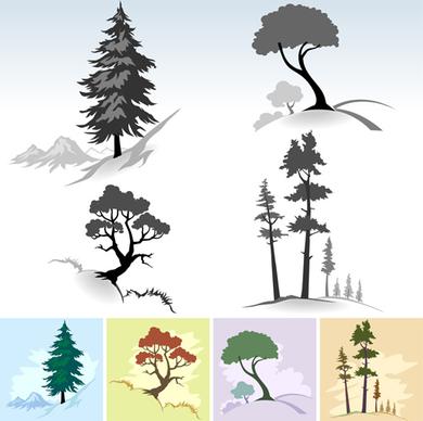 drawing cute tree vector graphics