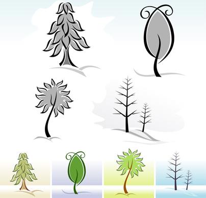 drawing cute tree vector graphics