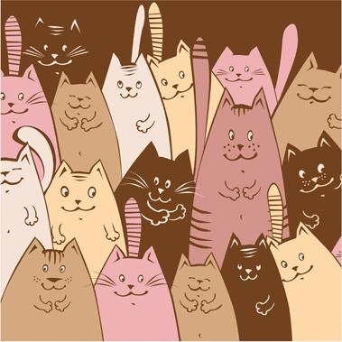 amusing cartoon cats vector design