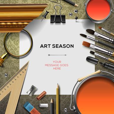 paintbrush and art supplies vector background