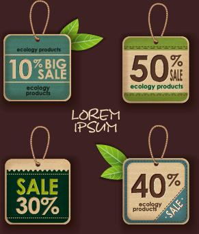 ecology products price tags vector set