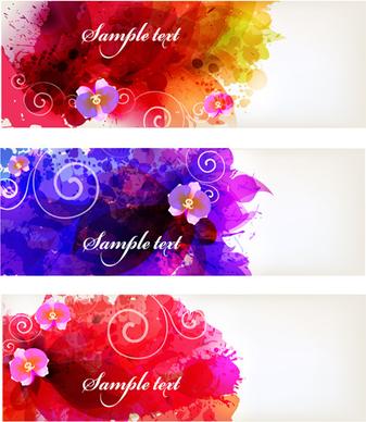 splash watercolor with flower banner vector