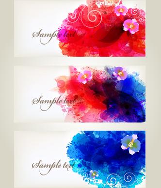 splash watercolor with flower banner vector