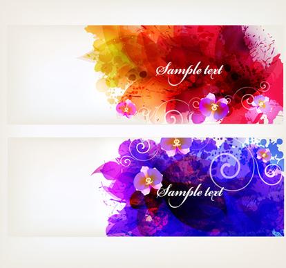 splash watercolor with flower banner vector