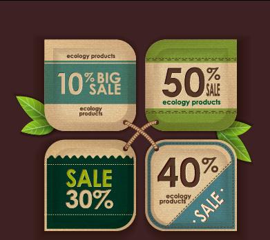 ecology products price tags vector set