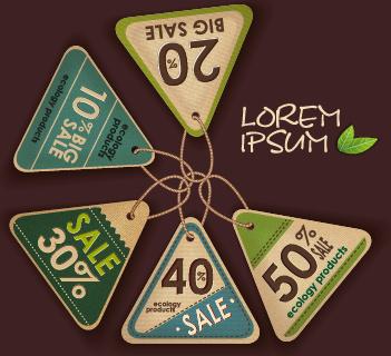 ecology products price tags vector set