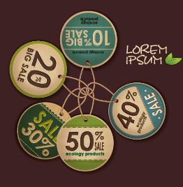 ecology products price tags vector set