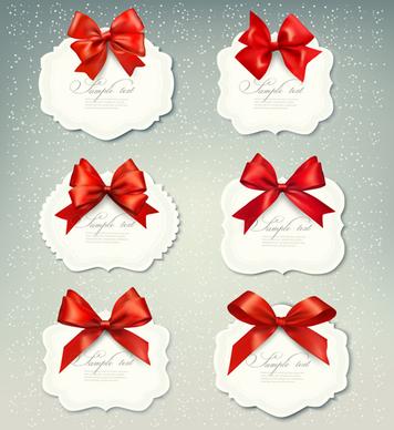 exquisite ribbon bow gift cards vector set