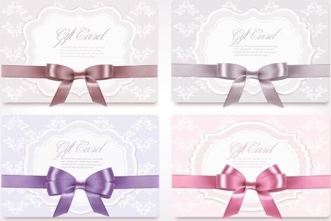 exquisite ribbon bow gift cards vector set