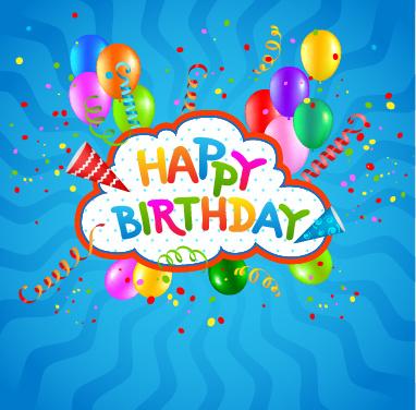 colored confetti with happy birthday background vector