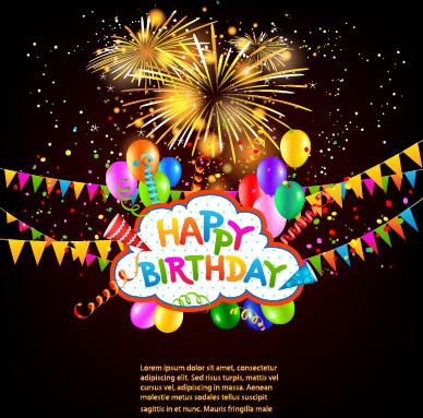 colored confetti with happy birthday background vector