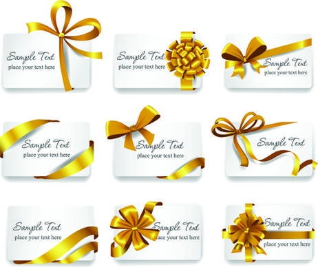 exquisite ribbon bow gift cards vector set