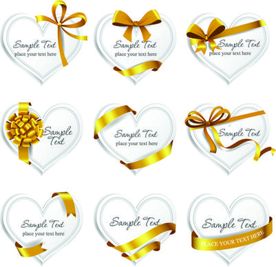 exquisite ribbon bow gift cards vector set