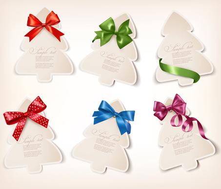 exquisite ribbon bow gift cards vector set