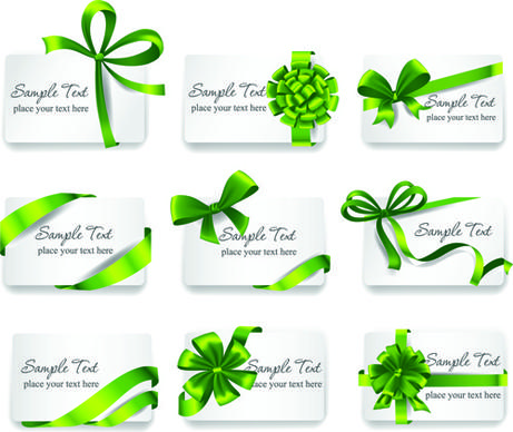 exquisite ribbon bow gift cards vector set