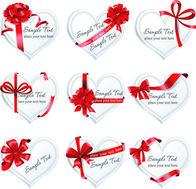 exquisite ribbon bow gift cards vector set