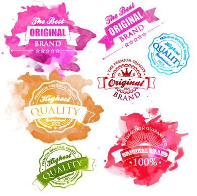 watercolor premium quality labels vector