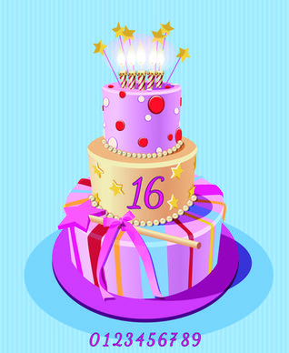 vintage birthday cake background art vector