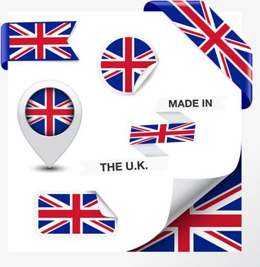 different countries flag sticker with ribbon vector