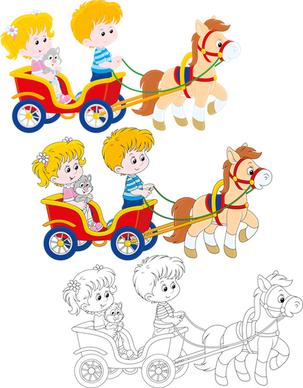 lovely children design elements vectors