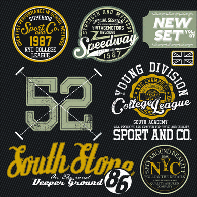 vintage t shirt labels creative vector