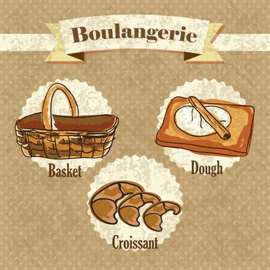 retro bakery background vectors set