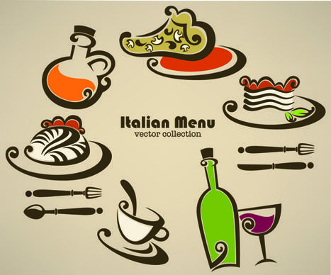 abstract food logos creative design vector