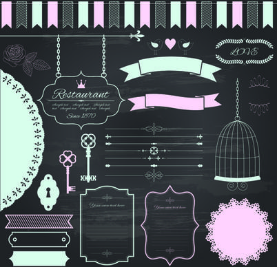 retro ribbon with border and frame ornaments vector