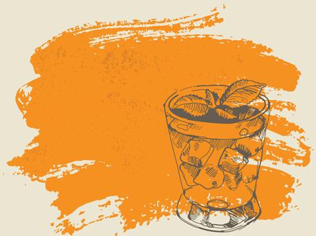 hand drawn cocktail with grunge background