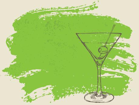 hand drawn cocktail with grunge background