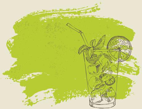 hand drawn cocktail with grunge background