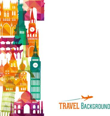 classic buildings with travel background vector