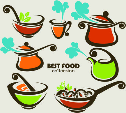 abstract food logos creative design vector