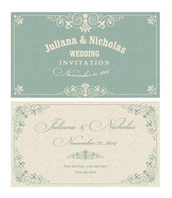 decorative pattern wedding invitation cards vector set