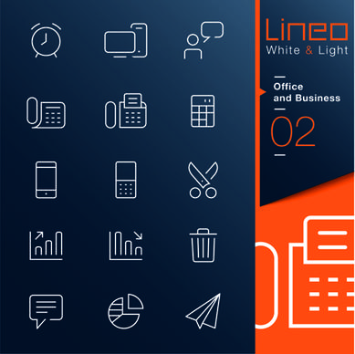 office and business outline icons vector