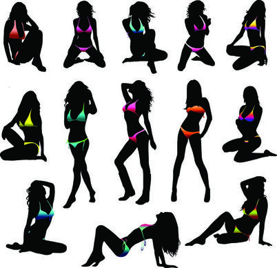 beautiful girls silhouette design vector