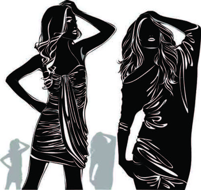 beautiful girls silhouette design vector