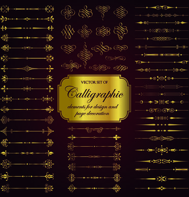 luxury calligraphic elements vector