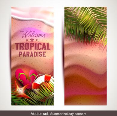 summer holidays banner vector set