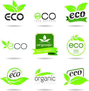 eco with natural logos and labels vector